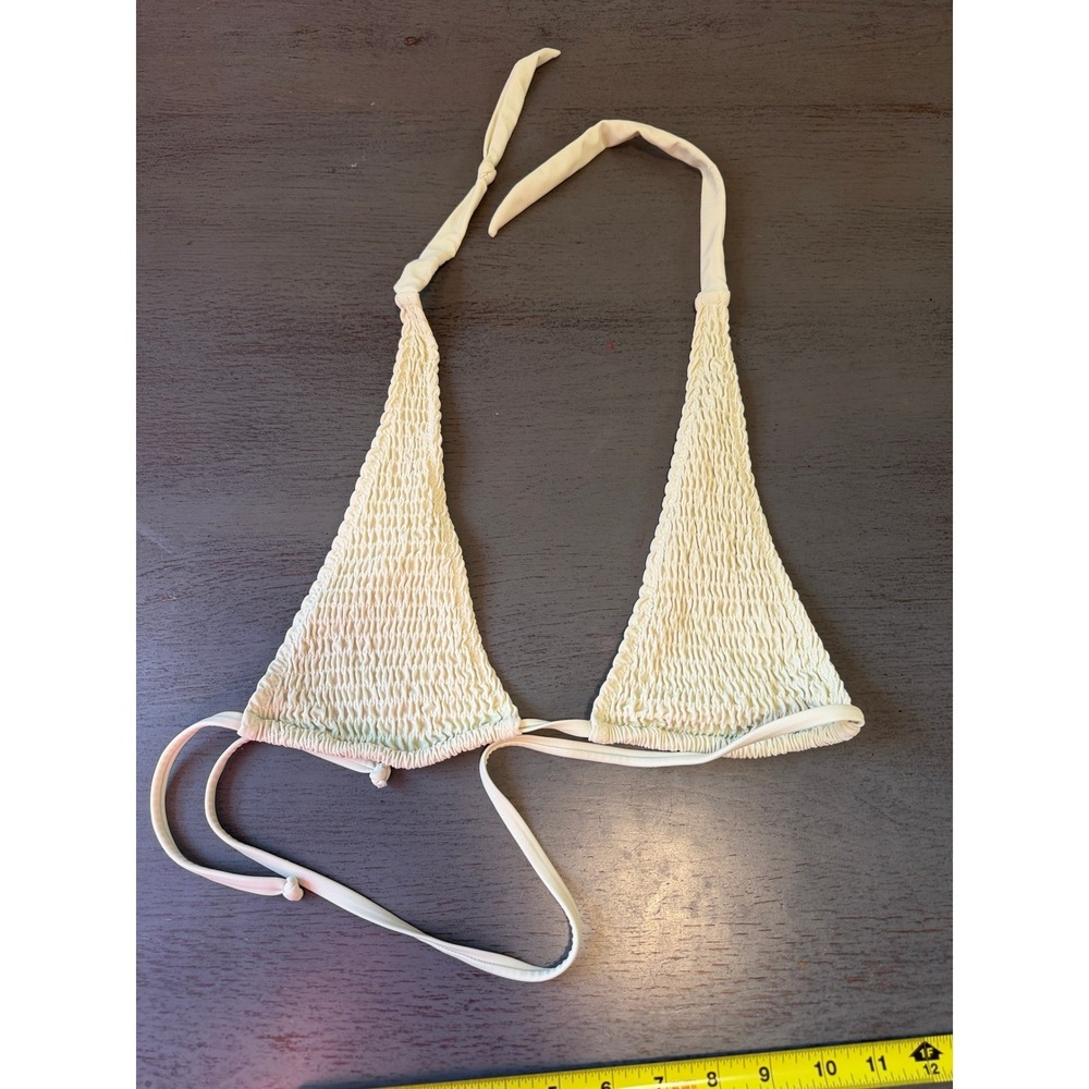 Blackbough Swim Smocked Triangle Bikini Top Mint Green Halter Size Medium